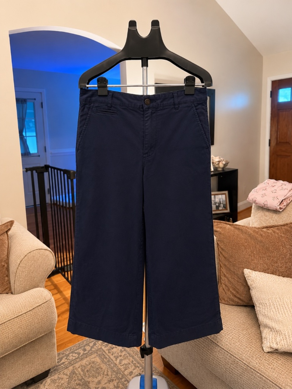 LOFT Monroe Wide Leg Pants | Navy | Size 8 Petite